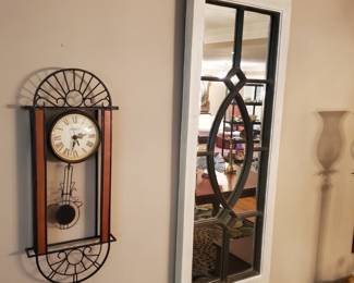 Howard Miller clock,  large decorative mirrors 