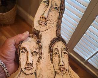 Most unusual  3 face pottery item