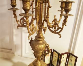 Fancy Antique Brass Candelabra 