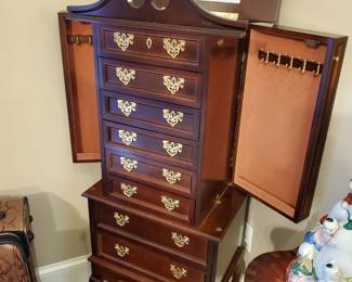 Large , super nice,  mahogany Jewelry cabinet 