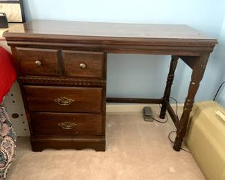 Small antique wooden desk with drawers - $20