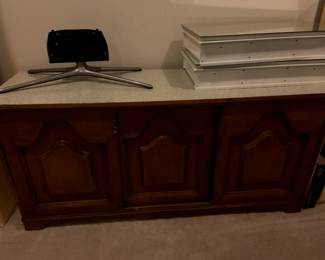Brown chest of drawers with sliding doors - $20