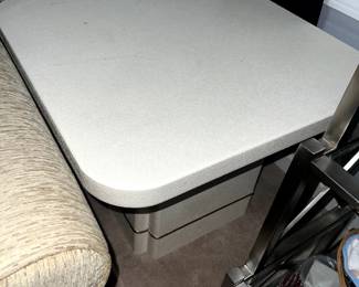 3 piece textured white coffee table with two side tables - $150