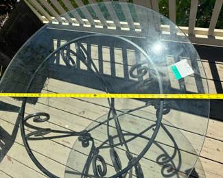 Large Wrought iron and heavy glass indoor/outdoor table