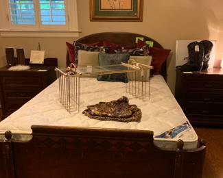 antique full size bed, rails, slats