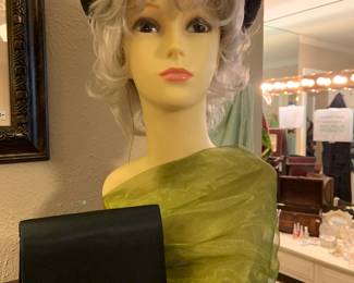 evening bags, wigs, hats