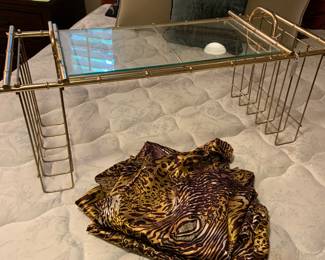 brass and glass breakfast tray