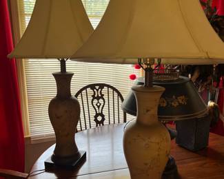 Two matching table lamps  cream color 