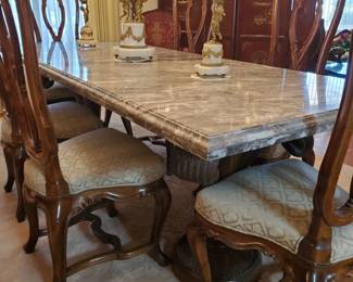 Elegant Marble Dining Room Table & chairs 