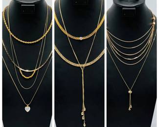 (10) Pieces of Golden Costume Jewelry
