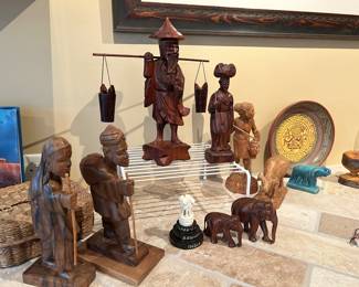 Asian carved wooden figures