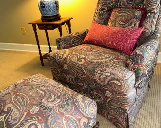 Upholstered chair and ottoman (one of 2)