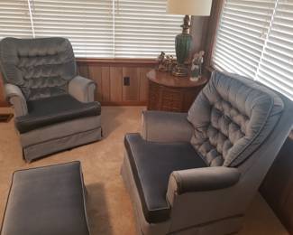 Mid-Century Pair of Blue Chairs