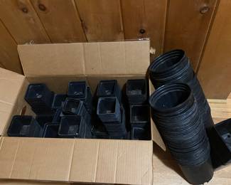 Dozens of four inch pots for your starters that may already be getting big! Or just start your larger seeds/plants in these. I also have flats and plastic lids 