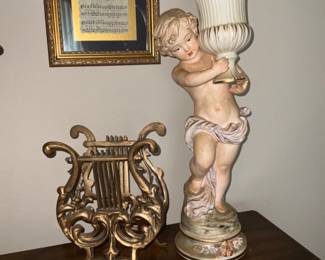 porcelain planter w/cherub