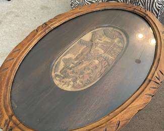 Carved oval table