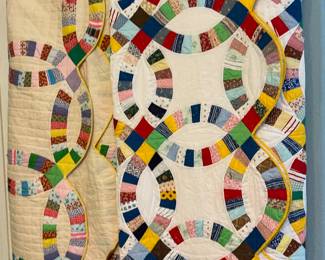Two Vintage Double Wedding Ring Quilts