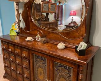 Beautiful Apothecary  Dresser by Pulaski with brass plates of Latin names of exotic remedies 