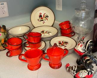 Vintage Metlox Poppytrail Red Rooster China Set 