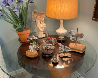 Duncan Phyfe Table Glass Top sold separately, Carasel Horses 