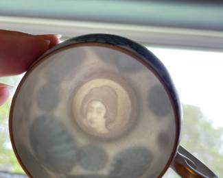 Porcelain Cup fromTea Set with Geisha Girl Lithopane  in bottom of cup when held to light 