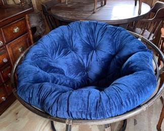 Blue velvet Papasan Chair