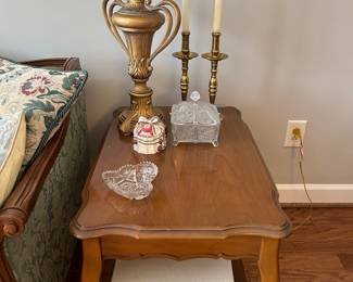 Pair of French Provincial end tables with a pair of Berman lamps