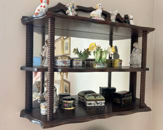 Wall shelf with porcelain boxes by Andrea and Limoges