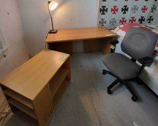 Office Desk, Matching Side Shelf, Swivel Office Chair