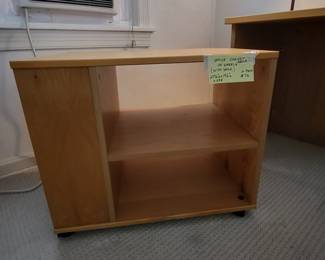 Office side shelf close up with price tag