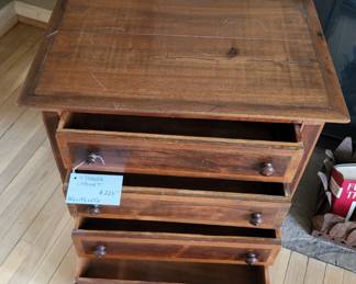 4 drawer chest/cabinet,  front view,  drawers open