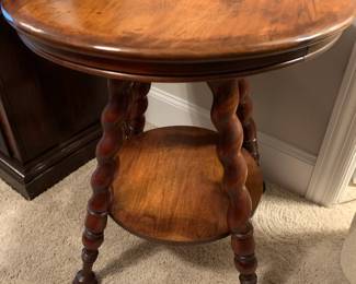 #107	Wood Side Twist Side Table w/shelf - 24x29	 $45.00 
