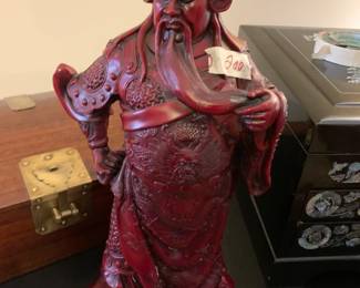 #200	Chinese Red Resin Guan Gong Guan Yu Warrior 600 Statue is filled with Rice For Luck	 $40.00 

