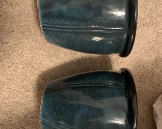#119	Teal/Blue Glazed Ceramic Pots - set of 2 - 12x10 	 $30.00 

