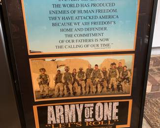 #196	Army of One Framed Poster 28x36	 $30.00 
