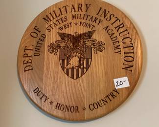 #137	Wood Plaque Dept. of Military Instruction West Point Academy - 12" Diameter	 $20.00 
