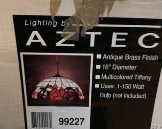 #34	Aztec Tiffany Style Hanging Chandelier  - New - 16" Diameter 	 $75.00 
