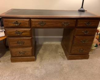 #92	Oak 7 drawer knee -hole Desk (as is finish and runners) - You Move - 54x22x30	 $45.00 
