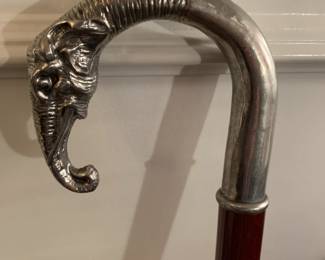 #63	Silver Metal Look Elephant Cane  - 36" Tall	 $35.00 
