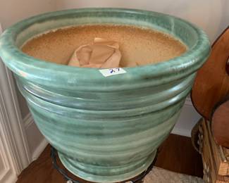 #27	Teal Colored Glazed Ceramic Pot - 19x15	 $60.00 
