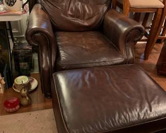 #37	Haverty's Brown Leather Chair & Ottoman	 $175.00 
