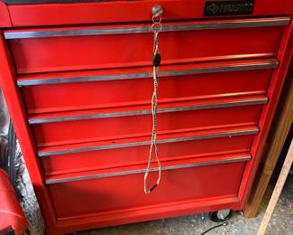 #167	Husky Rolling Tool Box w/5 drawers  w/key - 18x27x33	 (Contents not included.) $175.00 
