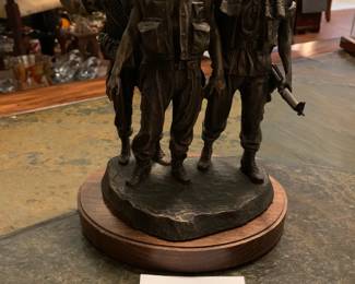 #54	Franklin Mint 1988 Vietnam Veteran "Three Serviceman" Statue /original Stand marked - 10" Tall 	 $135.00 
