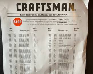 #175	Craftsman 263 pc Mechanics Tool Set	 $140.00 
