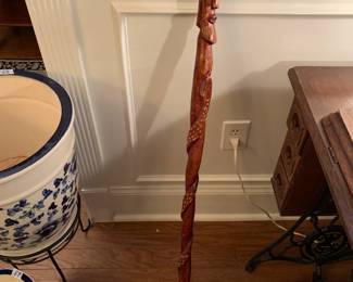 #62	Wood Carved Man Cane - 41" Tall	 $25.00 
