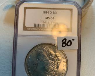 #256	1884 O Morgan Silver Dollar Certified MS64	 $80.00 
