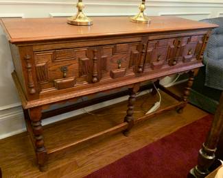 #67	Oak  Carved Buffet W/2 drawers - 57x18x33	 $175.00 
