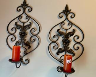 #122	Set of 2 Metal Wall Art Candle Holders - 22" tall	 $20.00 
