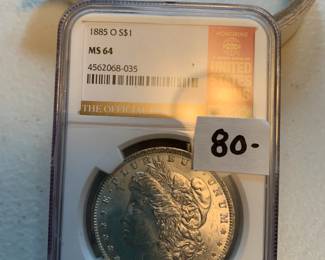 #257	1884 - O Morgan Silver Dollar Certified MS64	 $80.00 

