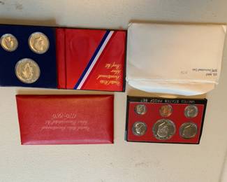 #266	1976 Bicentennial Proof Set , Silver Proof Set, Mint Set & 2 uncirculated Sets - 27 coins total	 $75.00 

